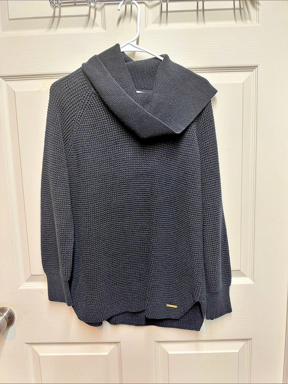Michael Kors Cowl Neck Waffle Knit Sweater Black Medium